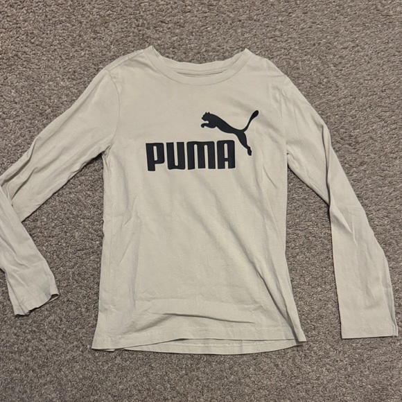 Puma Cream and Black Logo Long Sleeve Shirt - Picture 1 of 2